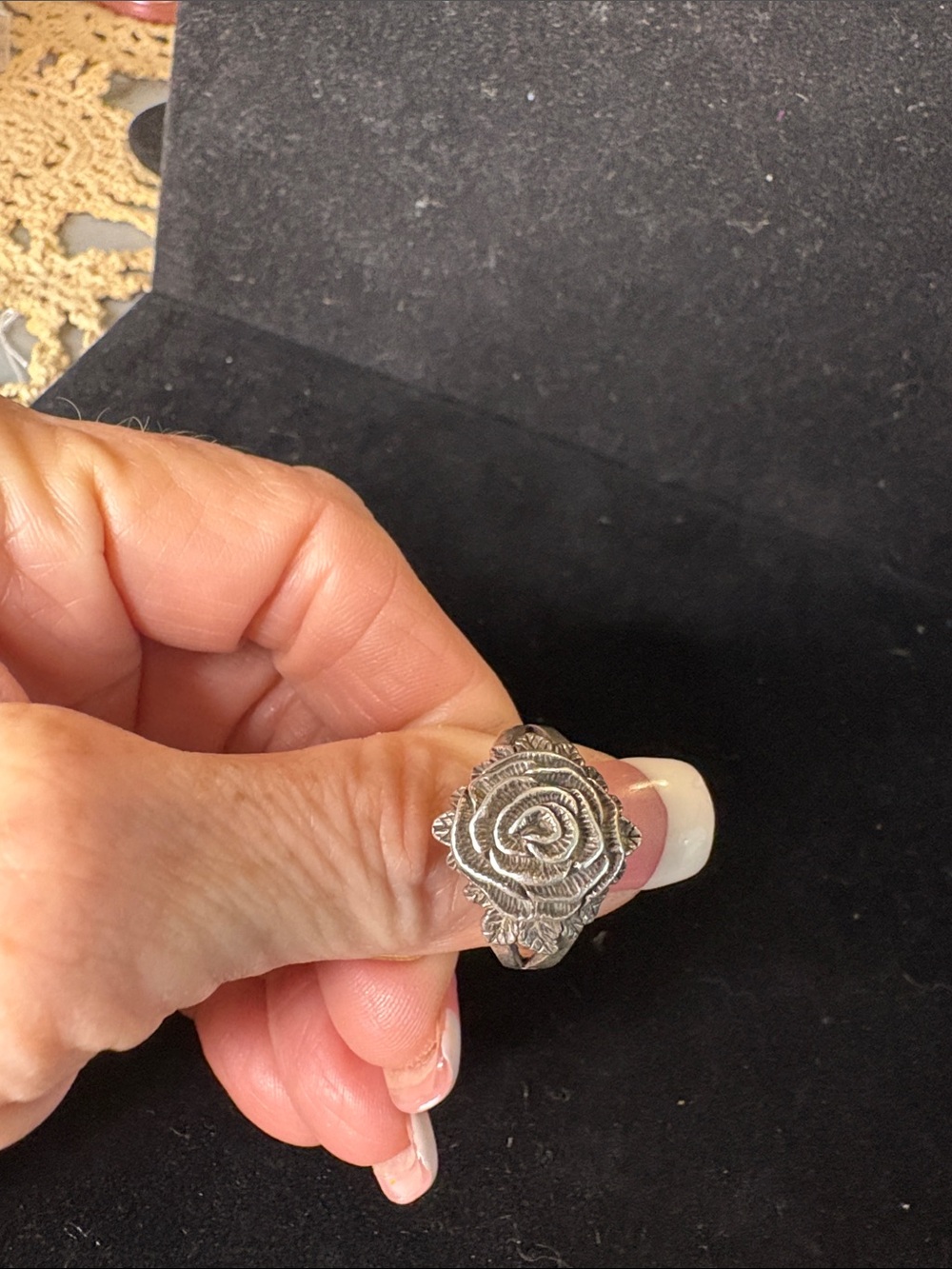Silver Floral Rose Statement Ring - Women's Jewelry